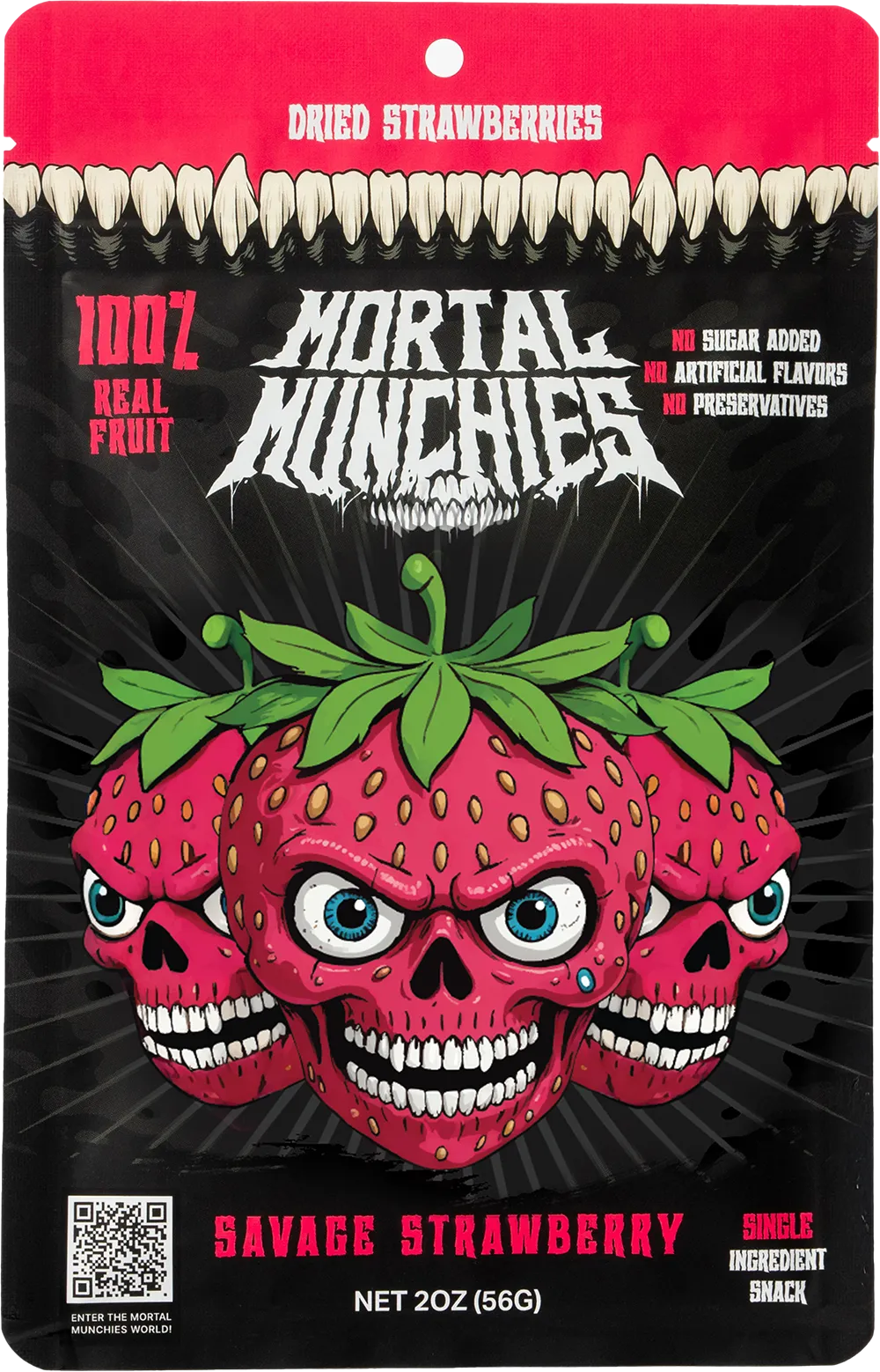 Savage Strawberry dried strawberries 2 oz pack - Mortal Munchies